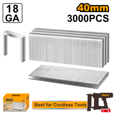 Скобы для пневматического нейлера 18GA INGCO AST18403 1.25х1х5.7x40 мм 3000 шт.