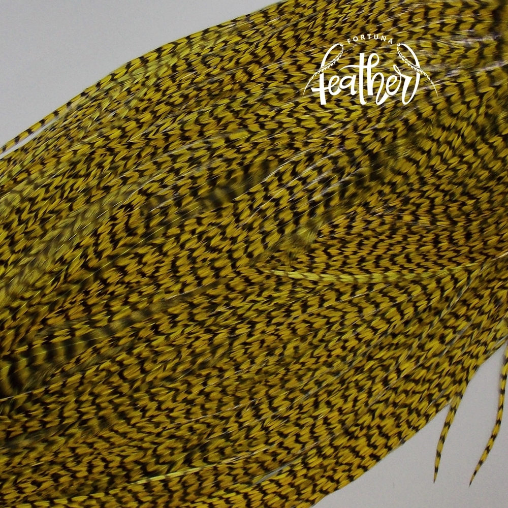 Перо из седла петуха Grizzly Golden Olive