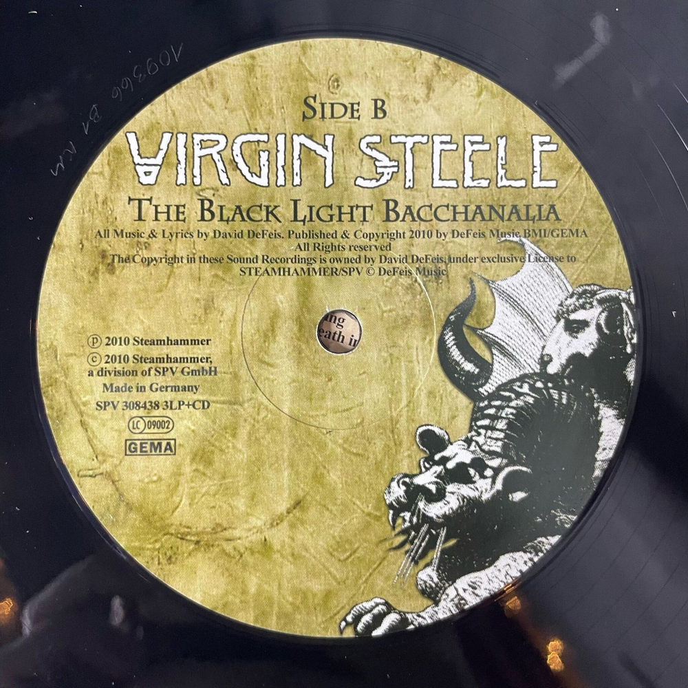 Винтажная виниловая пластинка LP Virgin Steele The Black Light Bacchanalia (Germany 2010)