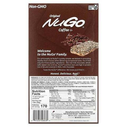 Гейнеры NuGo Nutrition, Кофейный батончик, 15 батончиков по 50 г (1,76 унции)