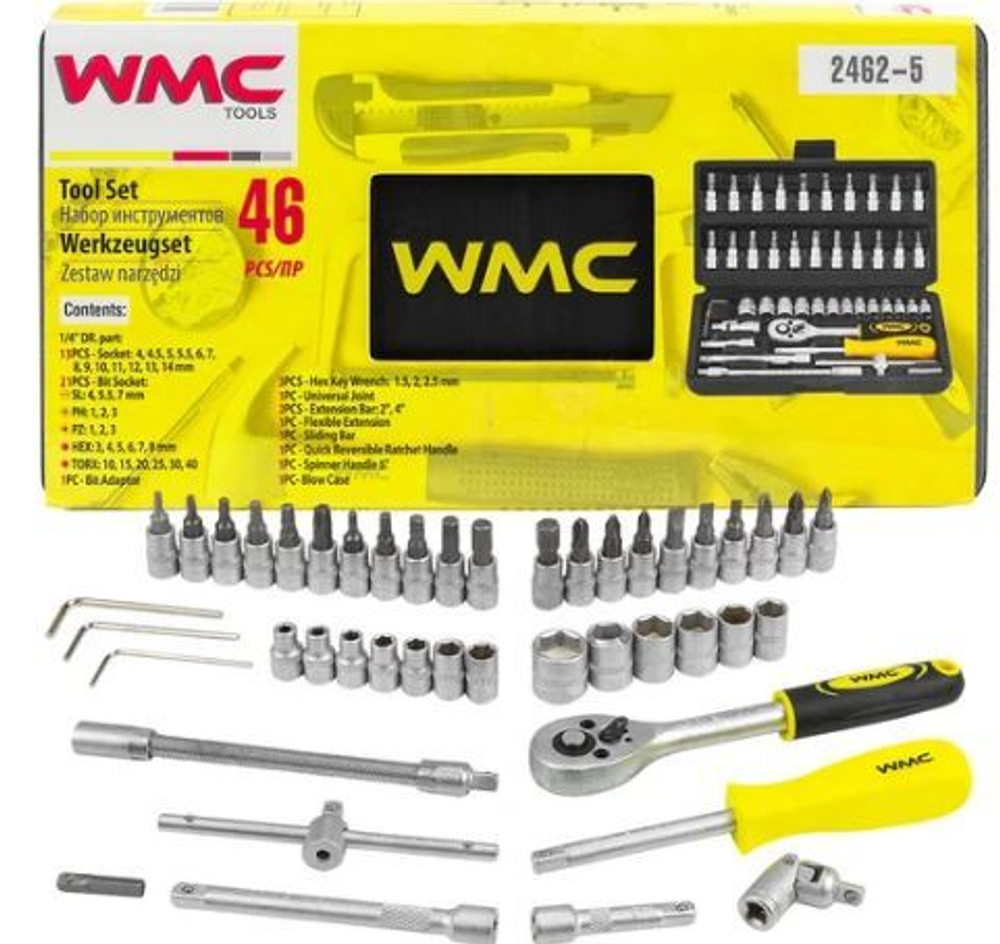 Набор инструмента  46пр 1/4" WMC Tools (2462-5EURO) 47789