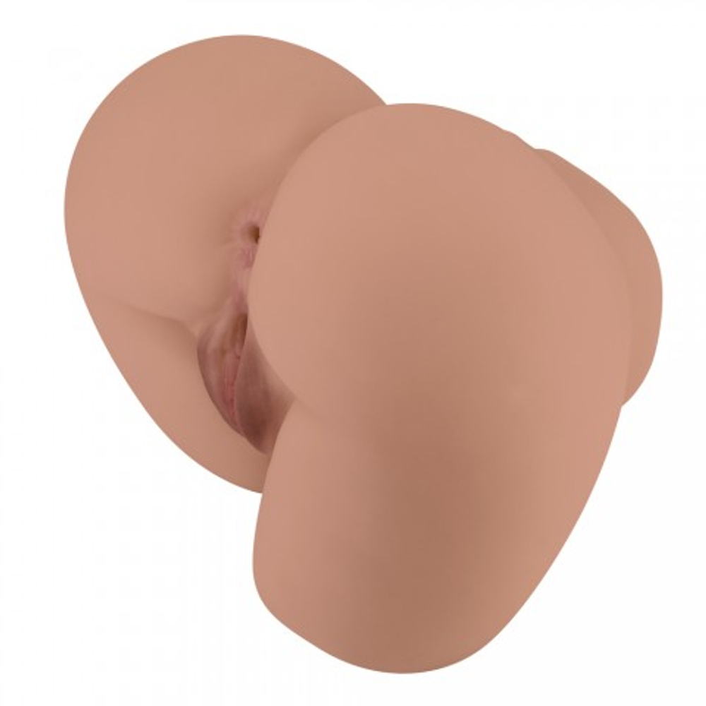 Мастурбатор реалистичный двойной Bernace с вибрацией (анус+вагина) коричневый