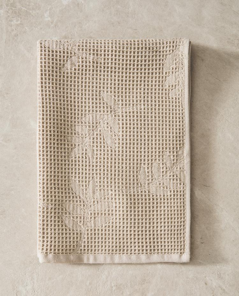 ZARA HOME КУХОННОЕ ПОЛОТЕНЦЕ С ВАФЕЛЬНЫМ УЗОРОМ, СВЕТЛО-БЕЖЕВЫЙ