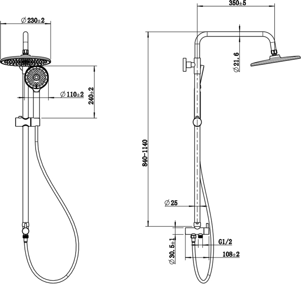 Душевая стойка STWORKI Вестфолл WH626-MB черная матовая