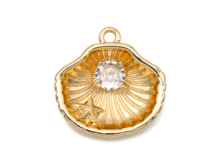 Подвеска "Ракушка" с фианитом, 15мм