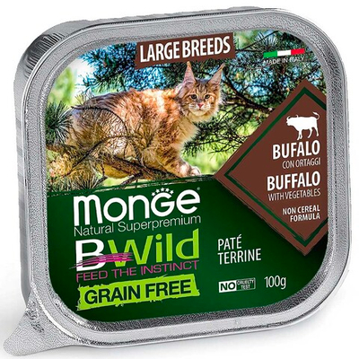 Monge Cat Bwild Large 100 г (буйвол с овощами) - беззерновые консервы для кошек крупных пород