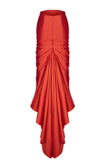 Юбка макси из сатина со шлейфом