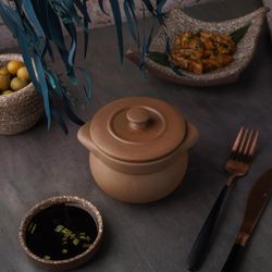 Горшок бульонница 500 мл d 11 см h8 см с крышкой Brown Matt White New Taiga P.L. [4]