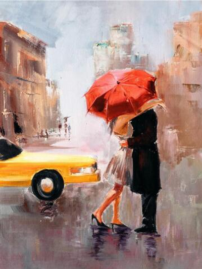 Картина по номерам 30х40см. "Пара под зонтом" (Арт. ХК-6843)