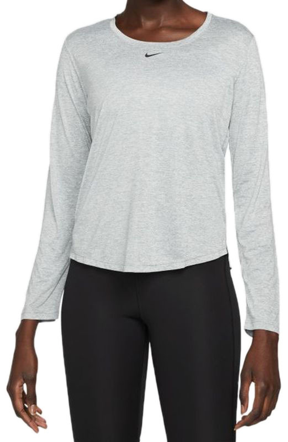 Женская теннисная футболка (dł. Рукава) Nike Dri-FIT One Women's Standard Fit Top - particle grey/heather/black