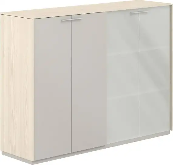 NZ-0315+NZ-0335.YN.GS.GLM / Шкаф средний + Шкаф средний со стеклом мат. GLM, обвязка YN, фасады GS / 1624х450х1200, обвязка YN, фасады GS, стекло матовое GLM