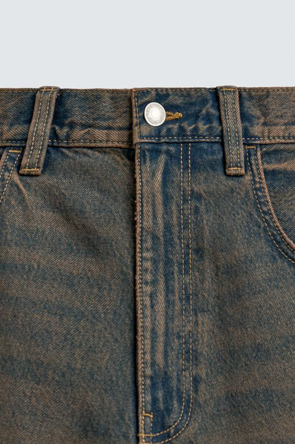 ZARA ДЖИНСОВЫЕ ШОРТЫ RELAXED FIT, ЗЕЛЕНОВАТО-СИНИЙ