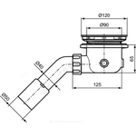 Сифон для поддона 1 1/2"x90/40 с переходной трубкой 45гр слив крышка D=120мм, хром Ideal Standard T8520AA