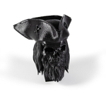 Бородатый череп в пиратской шляпе, фигурка для декора интерьера, арт-объект, 3D печать, черный 16 см.