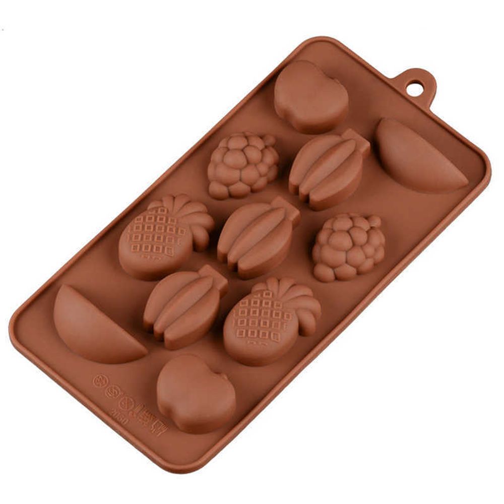 Форма для конфет Фрукты 11шт. коричневый силикон (Китай)