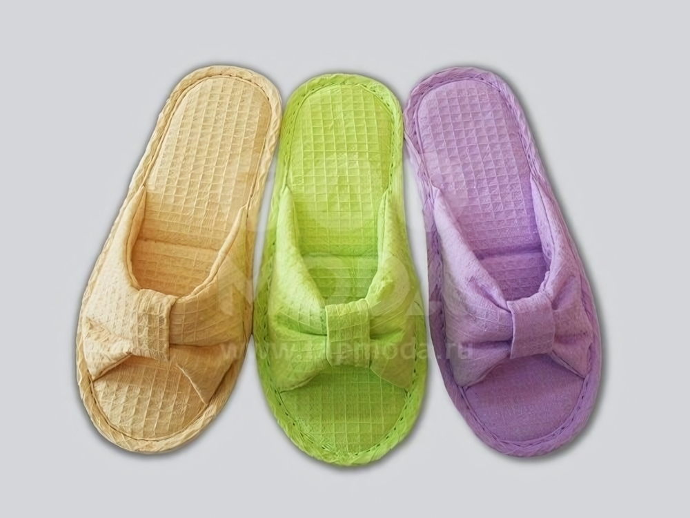 Тапочки домашние женские «Бантик Лайт» верх вафельное полотно, подклад вафельное полотно, р-р.36