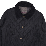 Черная женская стеганная куртка Barbour с узнаваемой клеткой на подкладе, S