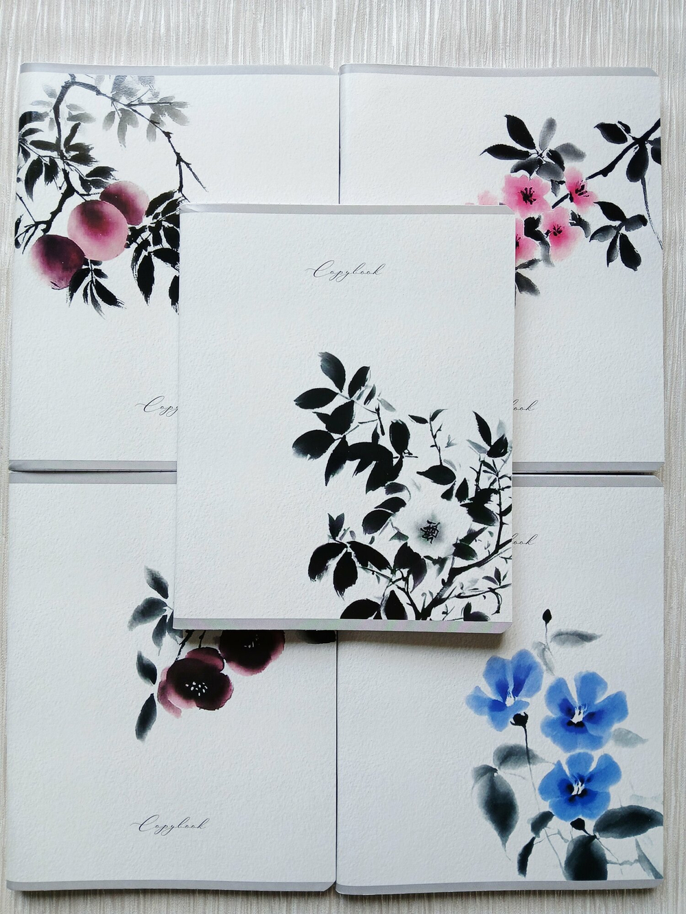 Тетрадь 96 листов А5+. "Акварельные Цветы", общая, клетка. Формат А5+ (163*203 мм). Арт.120049. С полями. Комплект 5 шт.