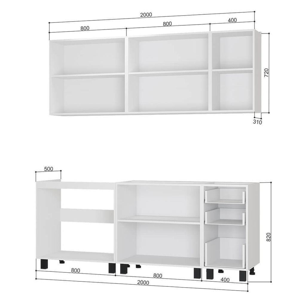 Кухня Сканди 2,0 м комплектация №1 без столешницы
