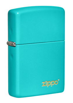 Легендарная классическая американская бензиновая широкая зажигалка ZIPPO Classic Flat Turquoise 49454ZL в подарочной коробке