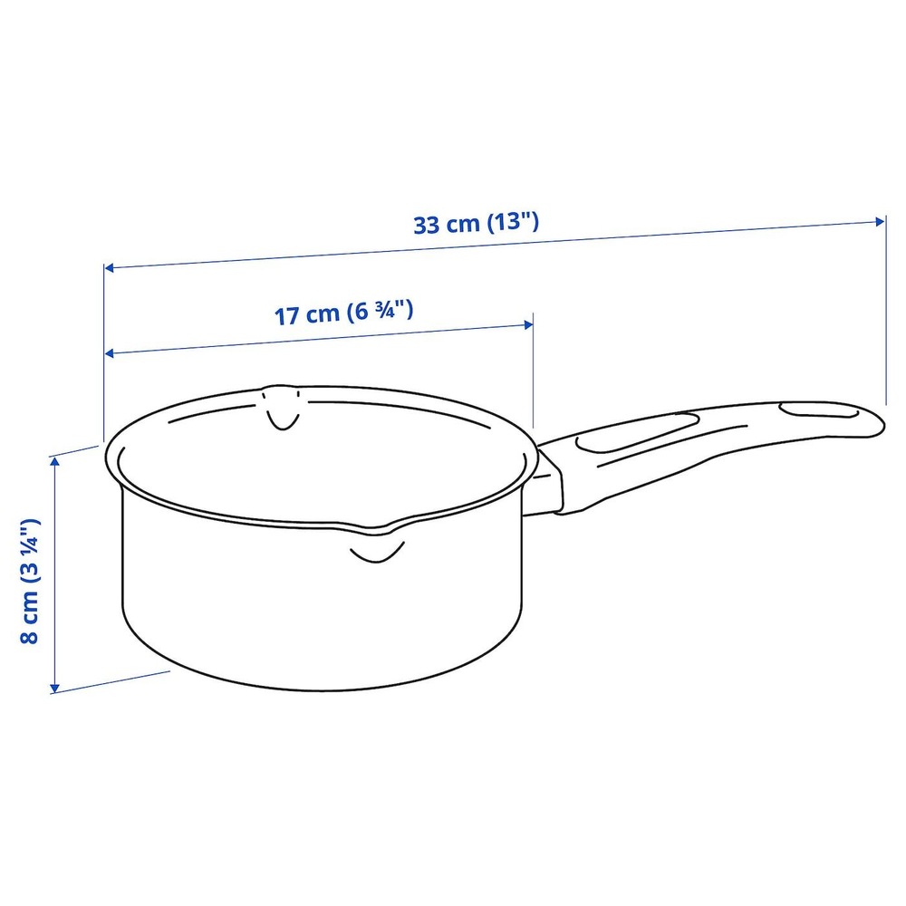IKEA HEMLAGAD  (ИКЕА ХЕМЛАГАД)  -  Кастрюля, антипригарное покрытие черного цвета, 1 л