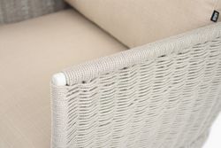 "Фиджи" кресло плетеное из роупа, каркас алюминий светло-серый (RAL7035) муар, роуп серый меланж круглый, ткань Mossle бежевая