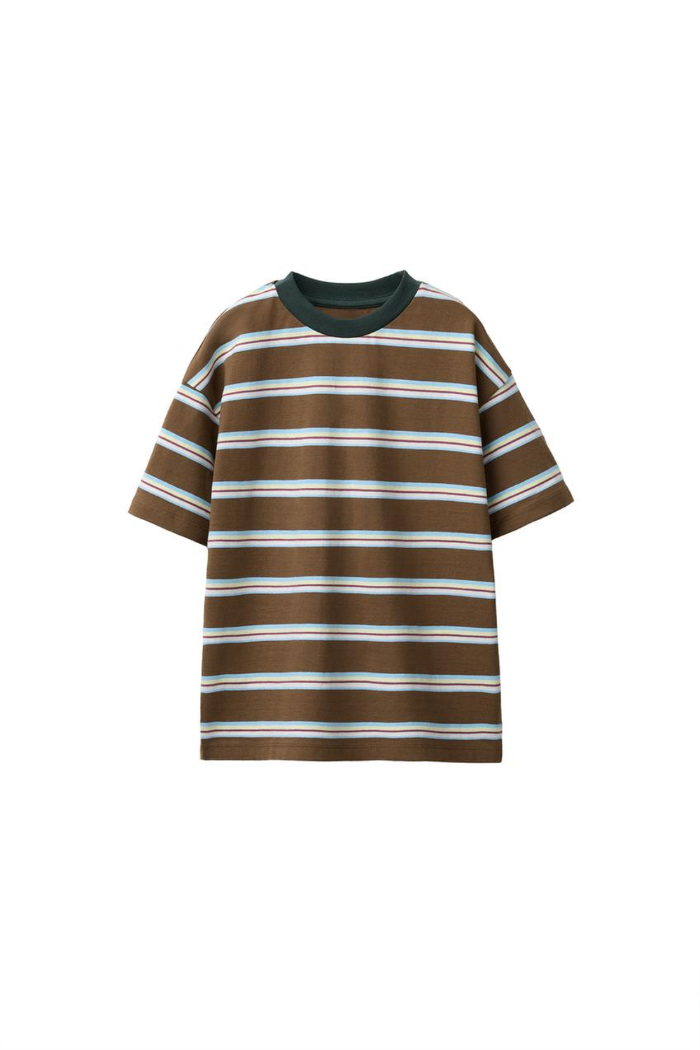 ZARA ФУТБОЛКА С ПРИНТОМ В ПОЛОСКУ, КОРИЧНЕВЫЙ