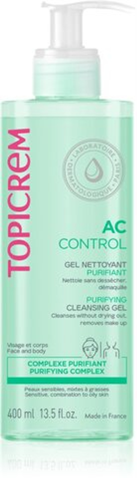 Topicrem AC Purifying Cleansing Gel - гель для глубокого очищения жирной и чувствительной кожи /   400  ml  / GTIN 3700281703269