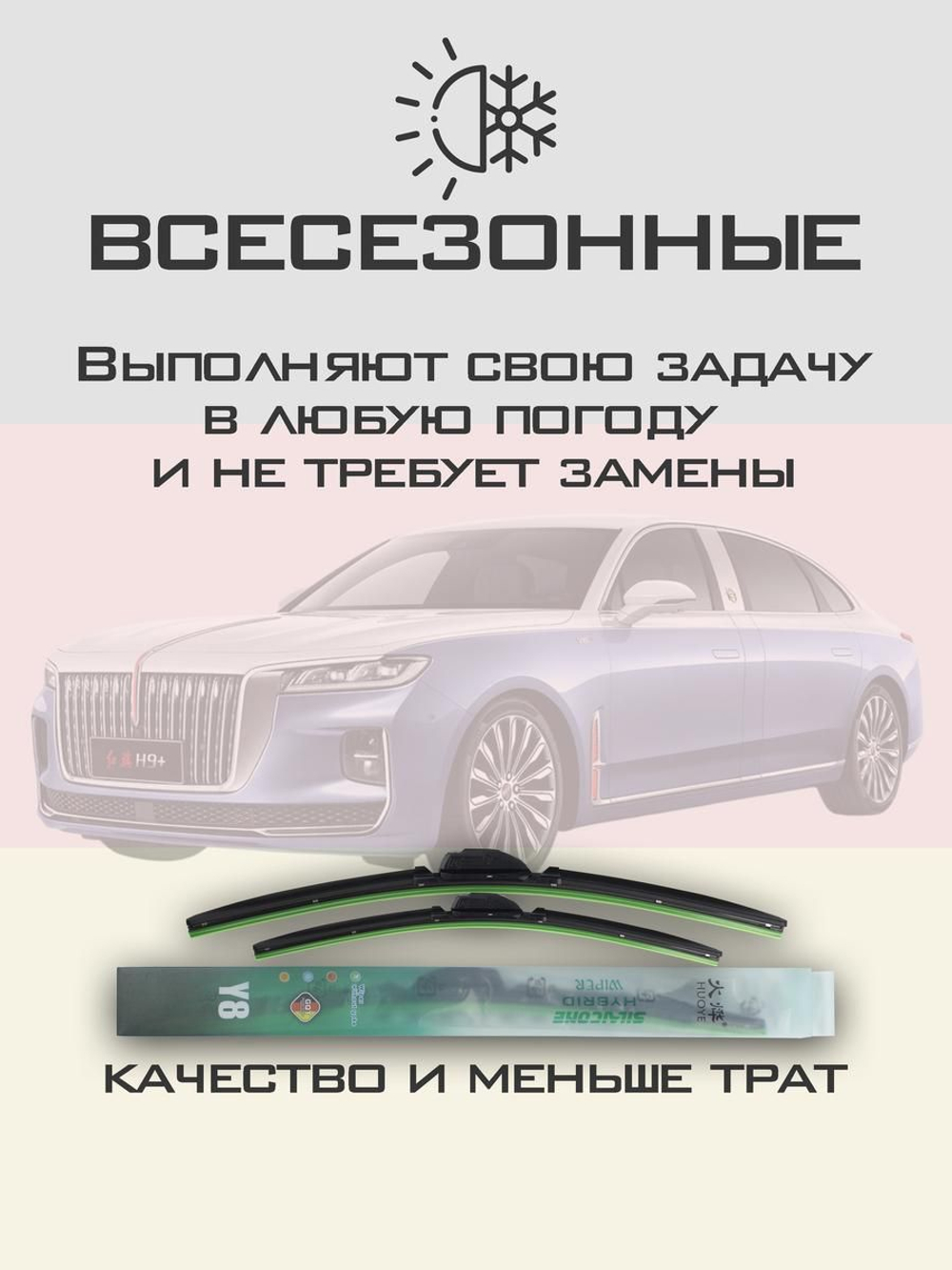 Щетки стеклоочистителя HUOYE Y8 600/550 мм на Hongqi H9Plus | Push button