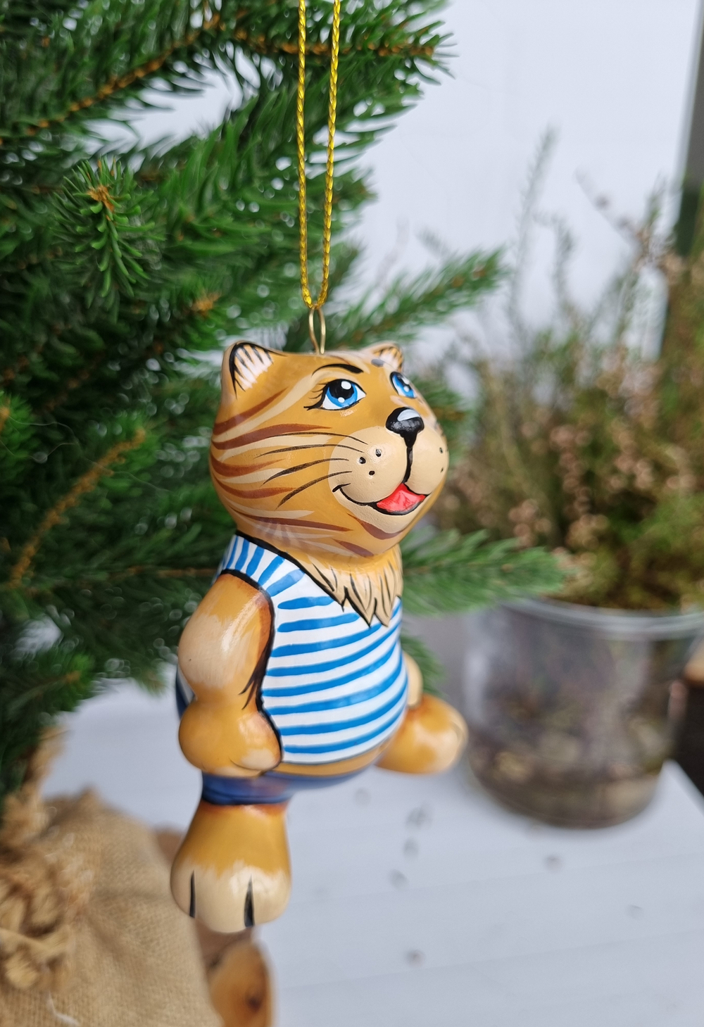 Кот Матроскин ёлочная игрушка из фарфора