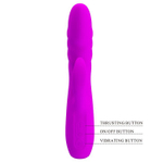 Лиловый вибратор с клиторальным стимулятором Melanie - 20,5 см. (Цвет: лиловый)