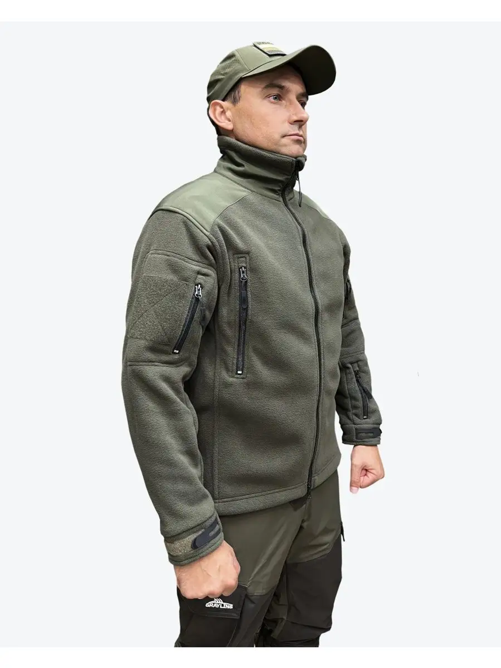 Флисовая кофта 7.26 без капюшона, Олива