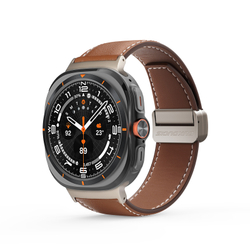 Ремешок из натуральной кожи коричневого цвета от Dux Ducis для смарт часов Samsung Watch Ultra 47MM, серия YA Series