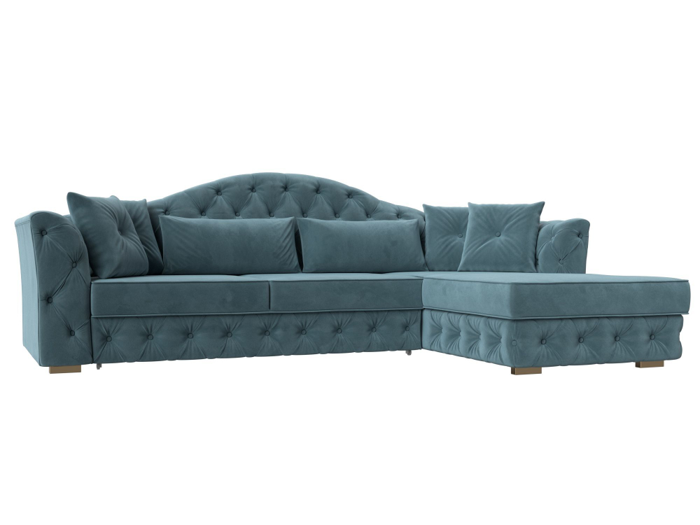 Диван угловой Артис правый угол, Бирюзовый, Велюр, 121583