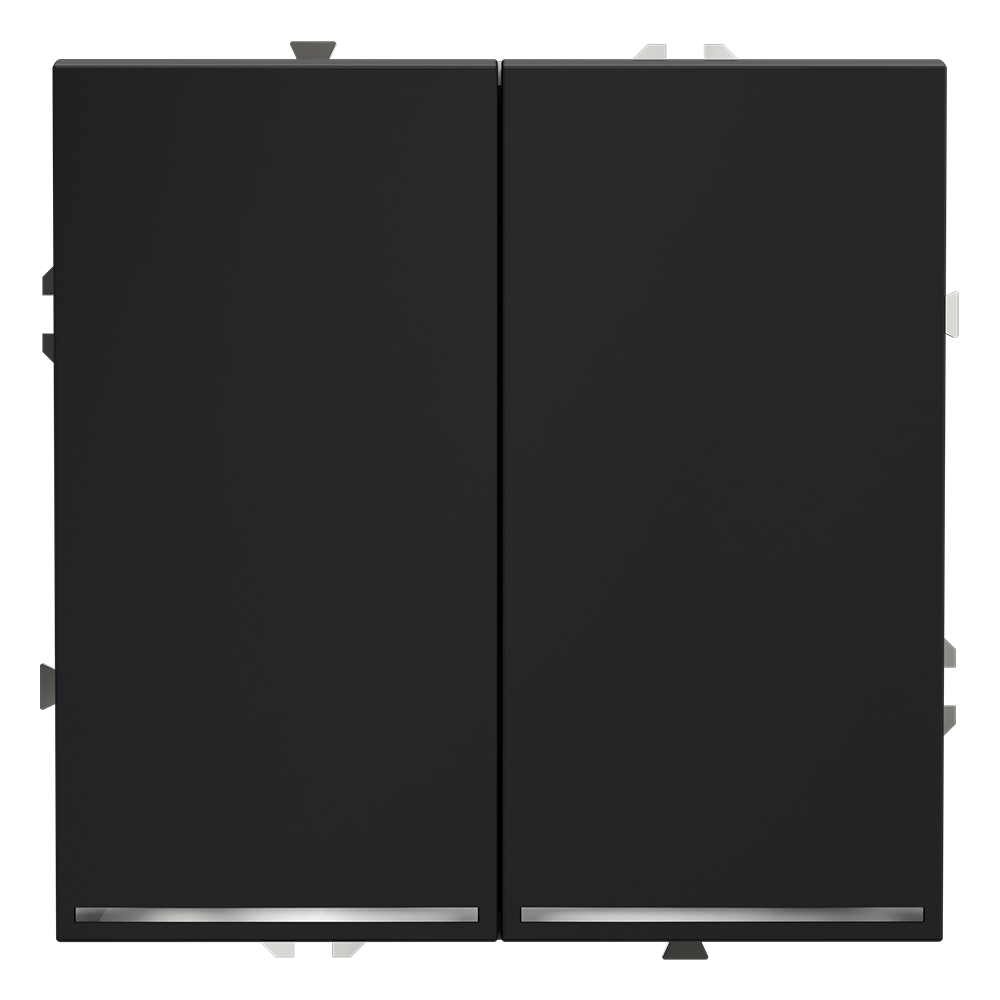 Выключатель встраиваемый VOLTUM S70 двухклавишный с подсветкой 10А, (графит)