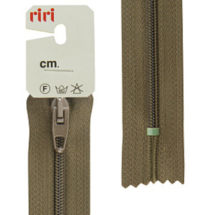 Молния пластиковая брючная неразъемная (Riri, Ткань/пластик, Темный хаки тесьма 79910, 20)