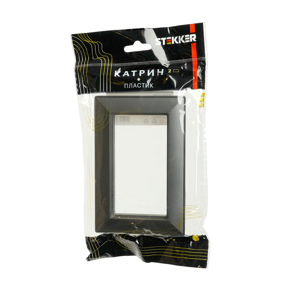 Рамка 2-местная (без перемычки), пластик, STEKKER, PFR00-7012-06, серия Катрин, графит 50045