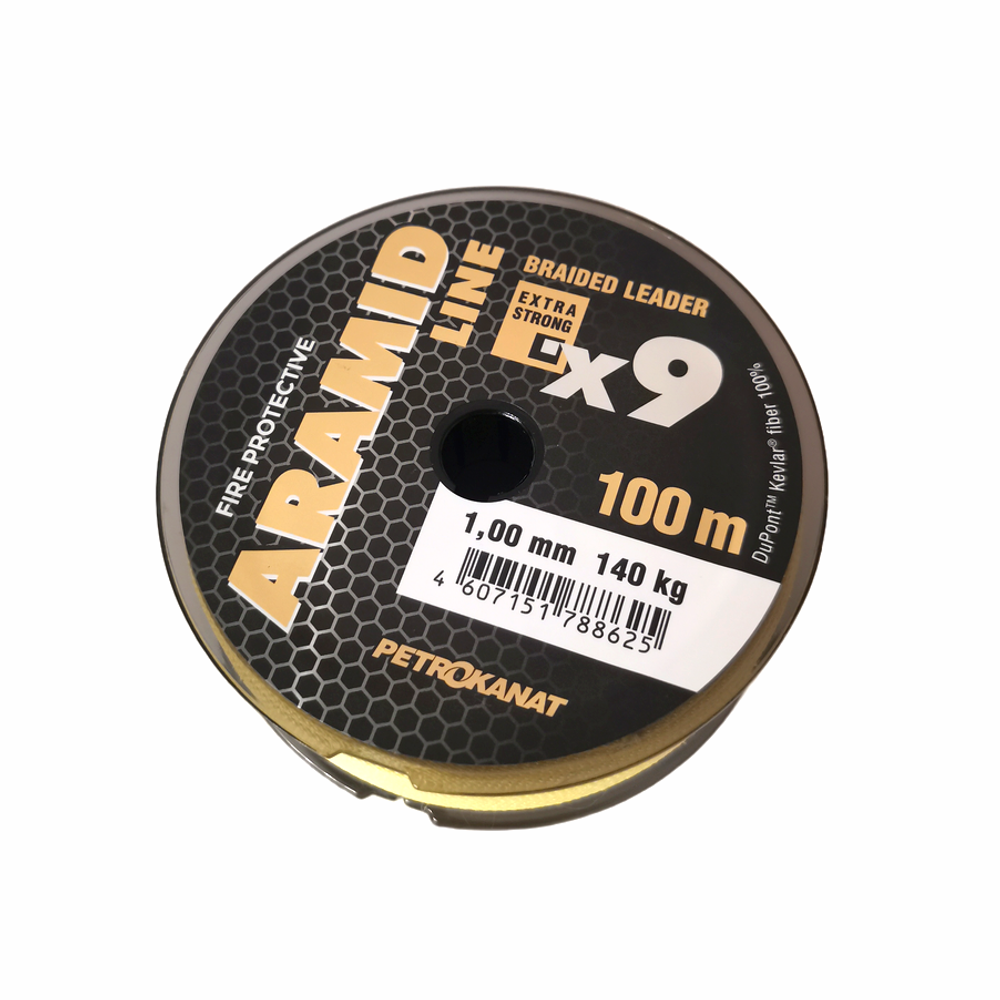 Шнур кевларовый Aramid Line X9 0,60 мм., 70 кг, 100 м, жёлтый