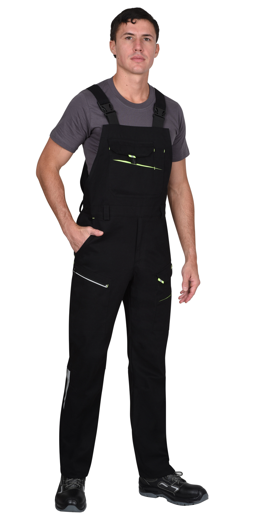 Полукомбинезон СИРИУС-ДЕКСТЕР черный с лимонной отделкой, тк. стрейч с ВО