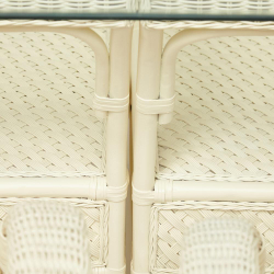 Комплект обеденный "ANDREA GRAND" (стол со стеклом+6 кресел+ подушки) TCH White (белый), Ткань рубчик, цвет кремовый