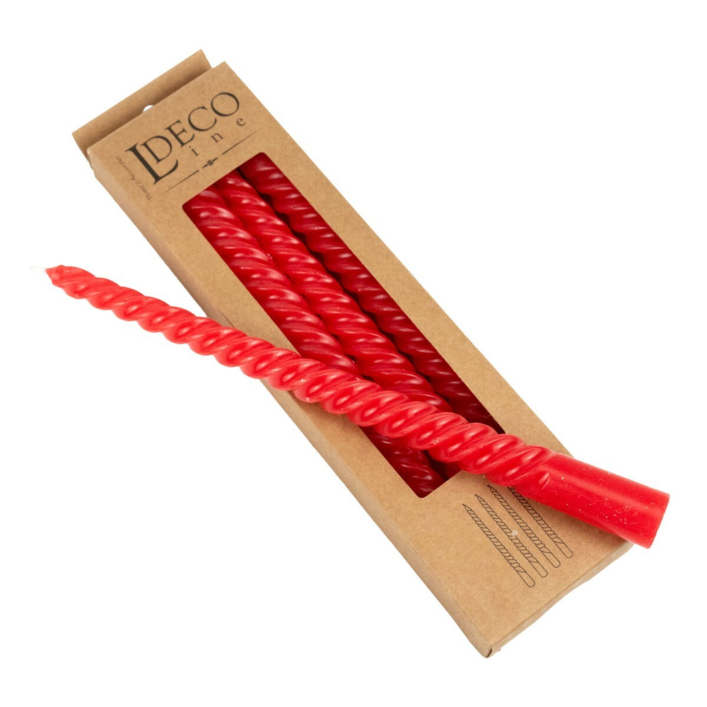 Набор спиральных свечей красный 4 шт 25 см