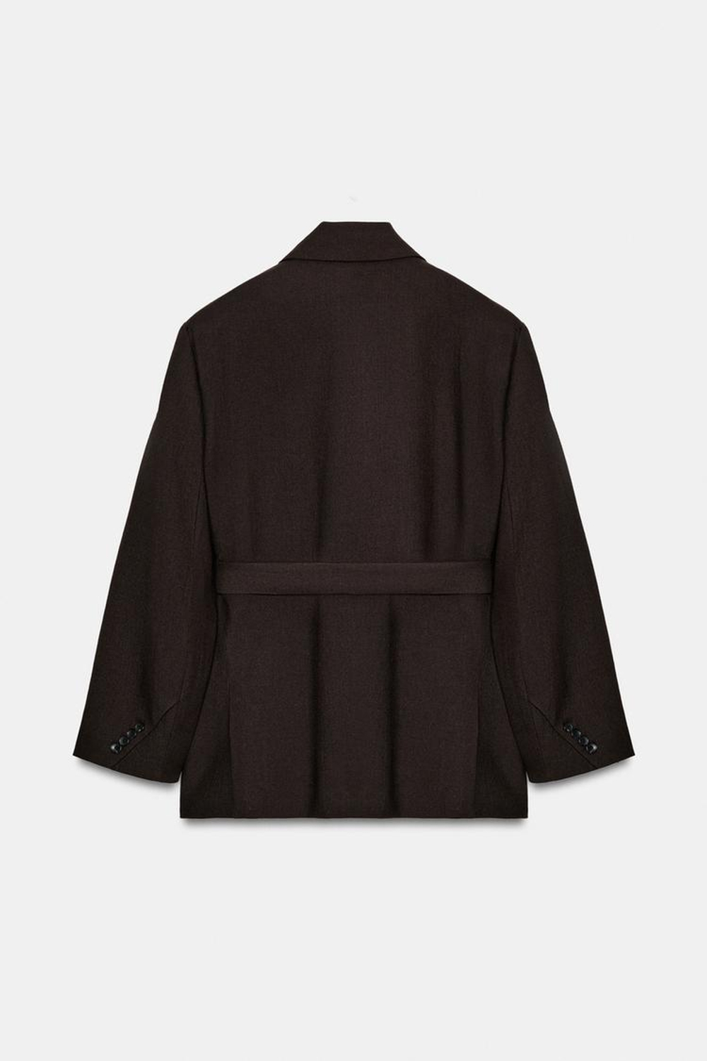 ZARA БЛЕЙЗЕР ИЗ 100% ШЕРСТИ С ПОЯСОМ — ZW COLLECTION LIMITED EDITION, ОТТЕНКИ КОРИЧНЕВОГО