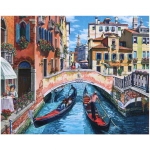 Алмазная мозаика на подрамнике с полным заполнением «МИР ЯРКИХ КРАСОК», улочки Венеции, 30*40 см