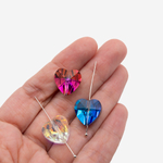 Кристалл-сердце с продольным отверстием оттенок "Электра", 14мм