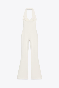 ZARA КОМБИНЕЗОН INTERLOCK FLARE, ЭКРЮ