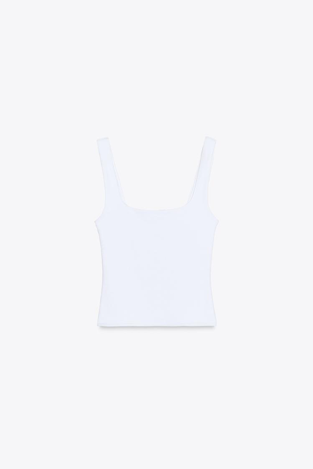 ZARA ТОП С ШИРОКИМИ БРЕТЕЛЯМИ, БЕЛЫЙ