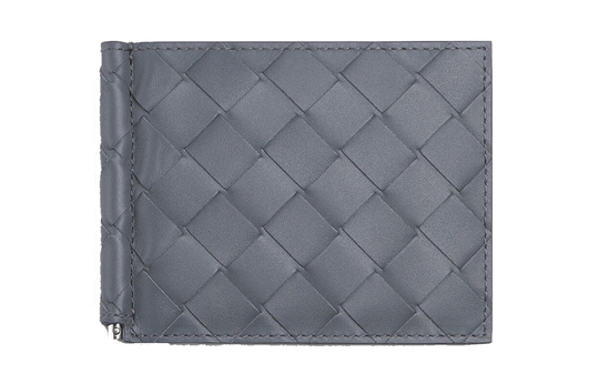 Bottega Veneta Intrecciato Calfskin Bill Organizer Wallet Men"s Gray