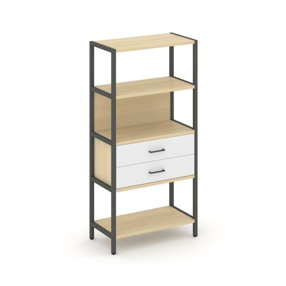 Shelf System Односекционный стеллаж четырехярусный с ящиками SN.STM-412 Акация Лорка/Белый/Металл Ан