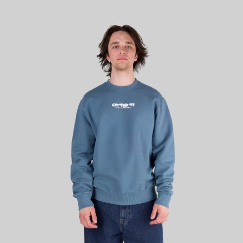 Толстовка мужская Carhartt WIP Ink Bleed Sweatshirt артикул:I032866_vancouver_blue_white - купить в магазине Дайс