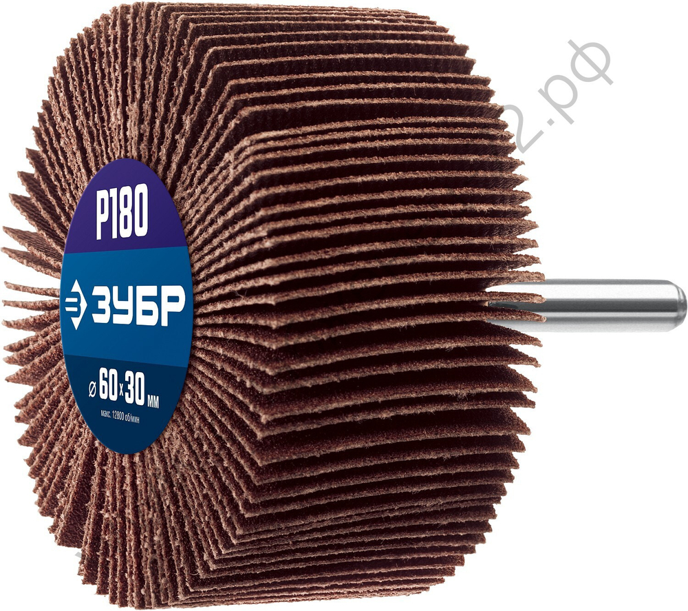 ЗУБР d 60 x 30 мм, P180, на шпильке d 6 мм, Круг шлифовальный лепестковый, Профессионал (36602-180)